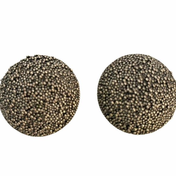 Jewelry - Silver Tone Clip On Earrings Beaded Button Classic